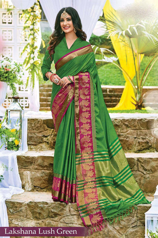 Green Pure Silk Sarees - Dailybuyys