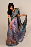 Pink Silver Pure Linen Sarees