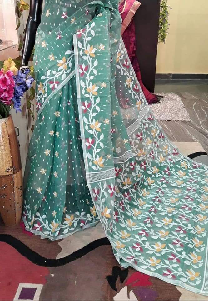 Green Dhakai Jamdani Sarees