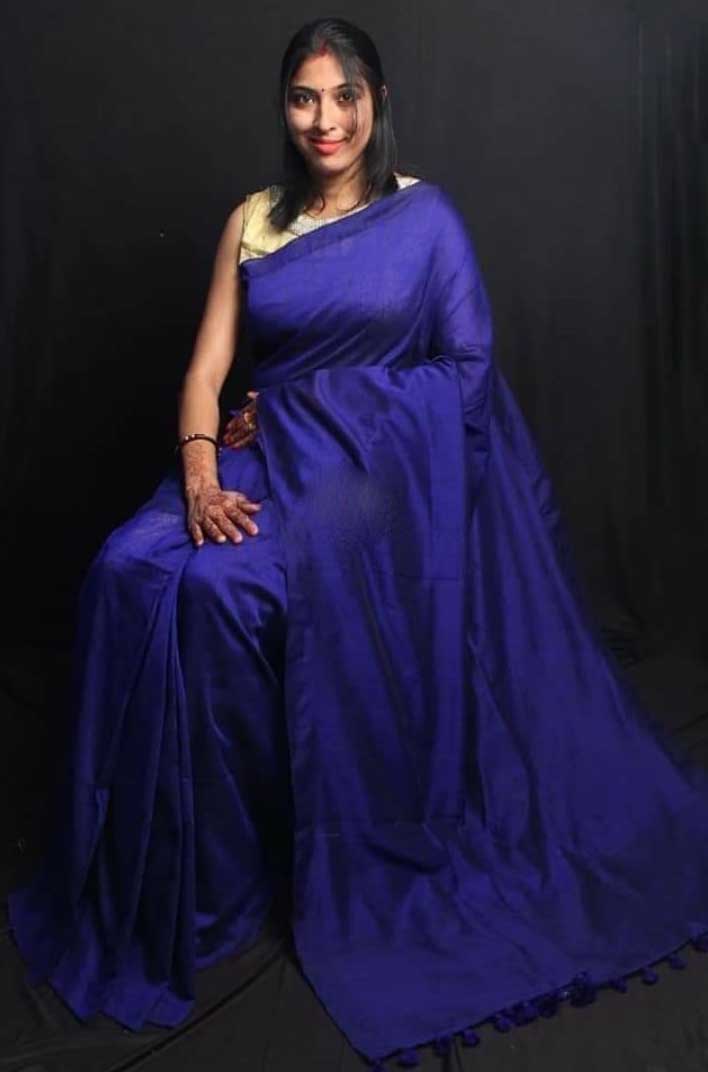 Blue Bengal Handloom Khadi Sarees - Dailybuyys