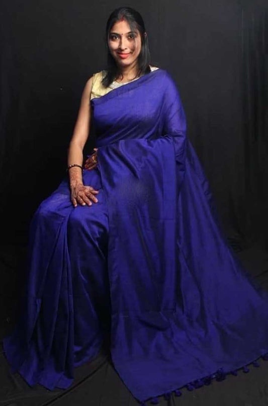 Blue Bengal Handloom Khadi Sarees - Dailybuyys