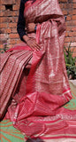 Pink Madhubani Handpaint Pure Silk Mark Certified Tussar Ghicha Silk Sarees