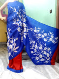 Blue Red Pure Silk Mark Certified Murshidabad Silk Sarees