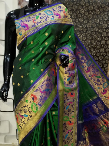 Green Gadwal Pure Silk Sarees Get Extra 10% Discount on All Prepaid Transaction