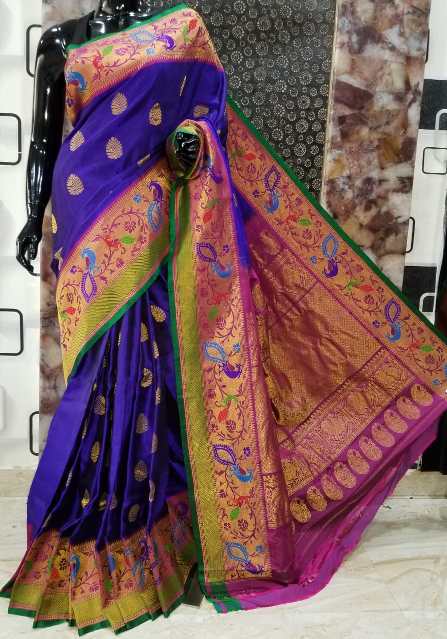Blue Gadwal Pure Silk Sarees - Dailybuyys