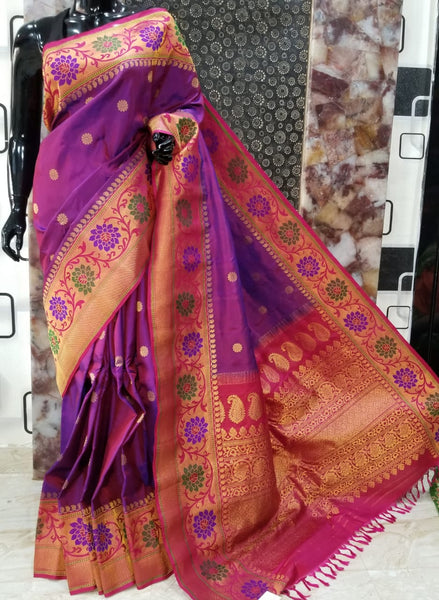 Purple Gadwal Pure Silk Sarees