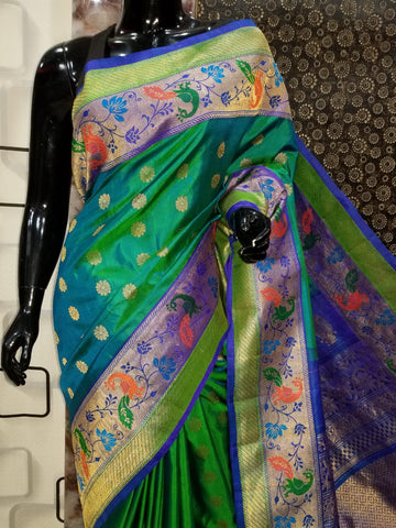 Green Gadwal Pure Silk Sarees Get Extra 10% Discount on All Prepaid Transaction