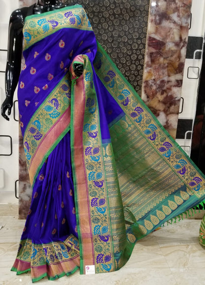 Blue Gadwal Pure Silk Sarees - Dailybuyys