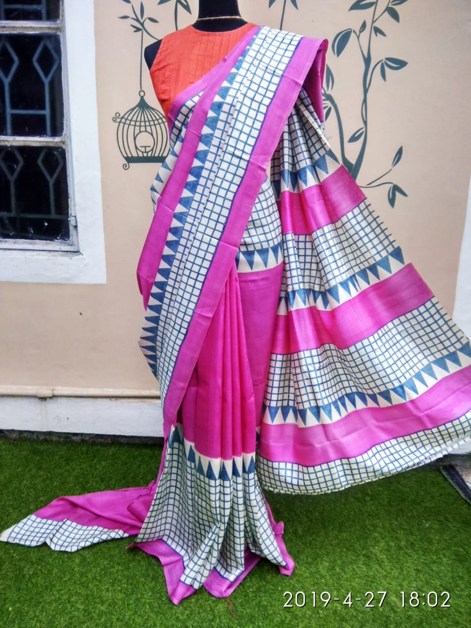 Pink Pure Silk Mark Certified Murshidabad Silk Sarees - Dailybuyys