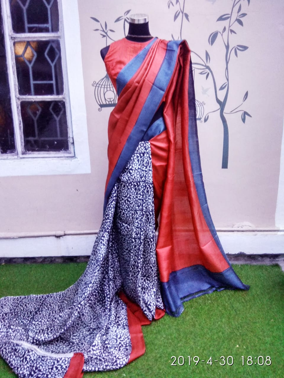 Red Blue Pure Silk Mark Certified Murshidabad Silk Sarees - Dailybuyys