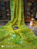 Yellow Pure Silk Mark Certified Muslin Sarees Get Extra 10% Discount on All Prepaid Transaction