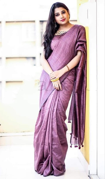 Violet Bengal Handloom Khadi Sarees