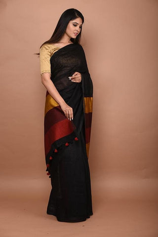 Black Bengal Handloom Khadi Sarees