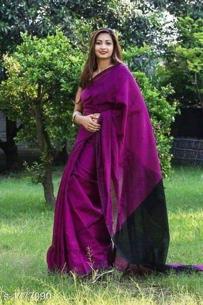 Purple Bengal Handloom  Soft Khadi Sarees