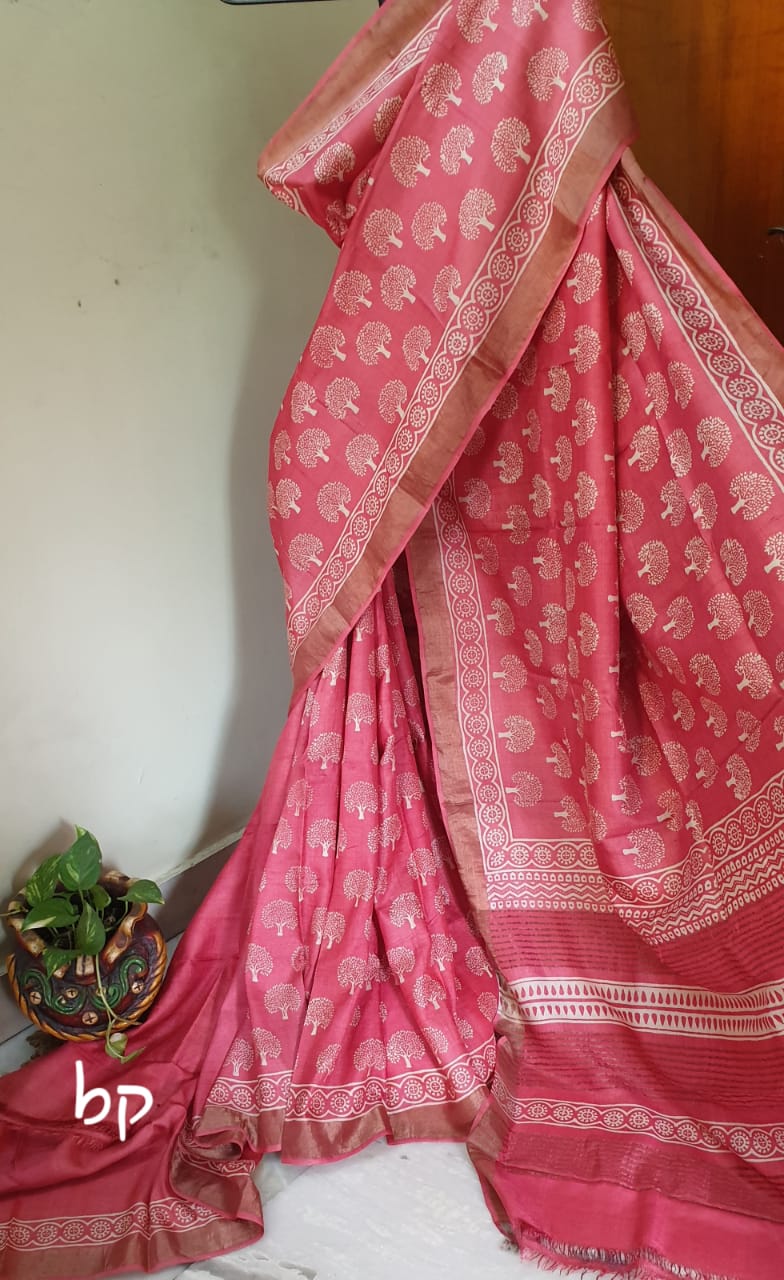 Purple Zari Pure Silk Mark Certified Tussar Ghicha Silk Sarees - Dailybuyys