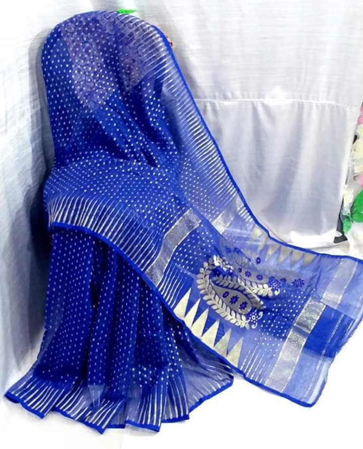 Blue Designer Dhakai Jamdani Sarees - Dailybuyys