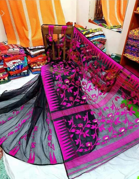 Grey Purple Designer Dhakai Jamdani Sarees Get Extra 10% Discount on All Prepaid Transaction