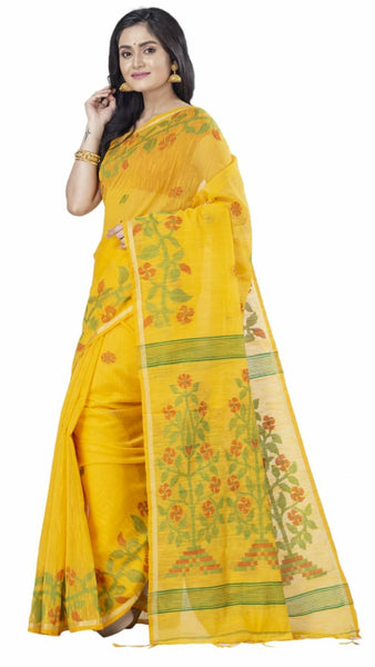 Yellow Handloom Pure Cotton Silk Sarees