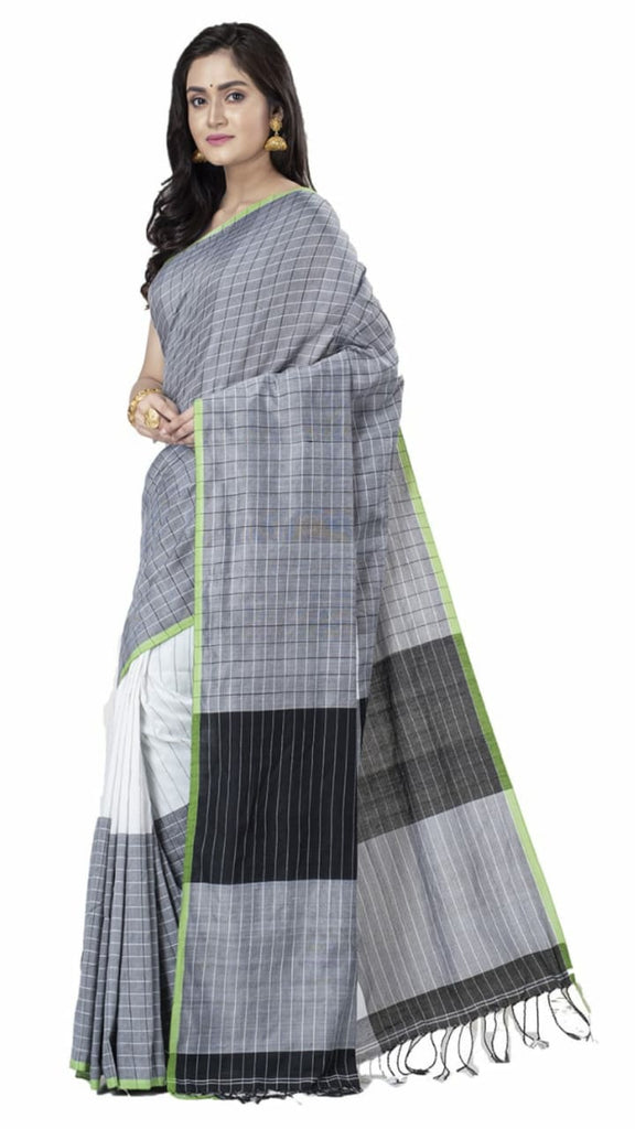 Grey Black Bengal Handloom Khadi Sarees