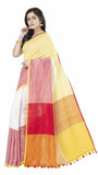 Beige Yellow Bengal Handloom Khadi Sarees