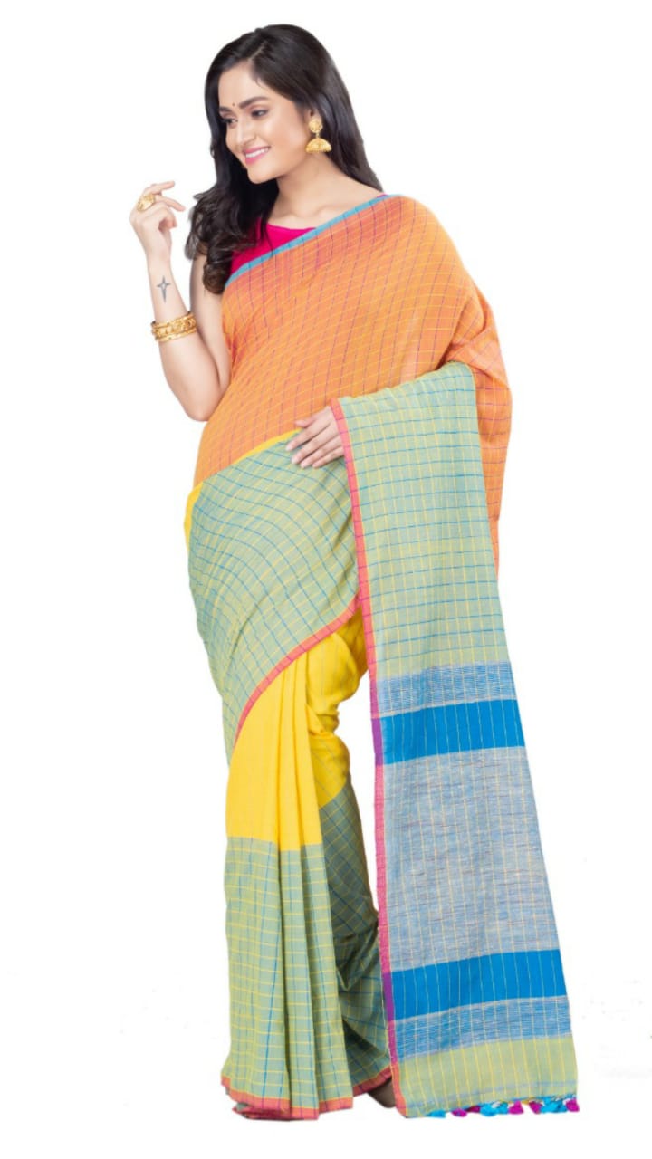 Grey Bengal Handloom Khadi Sarees - Dailybuyys