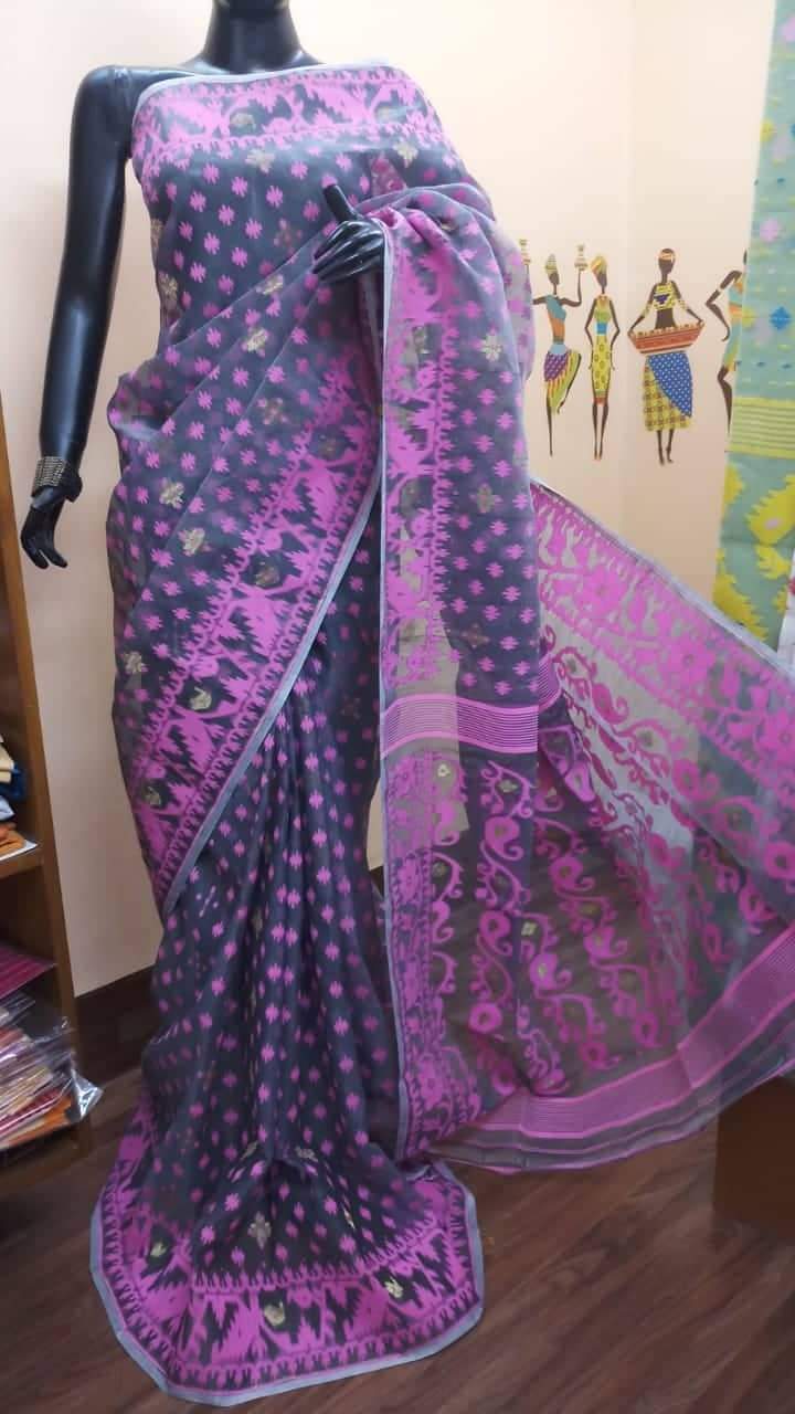 Purple Designer Dhakai Jamdani Sarees - Dailybuyys