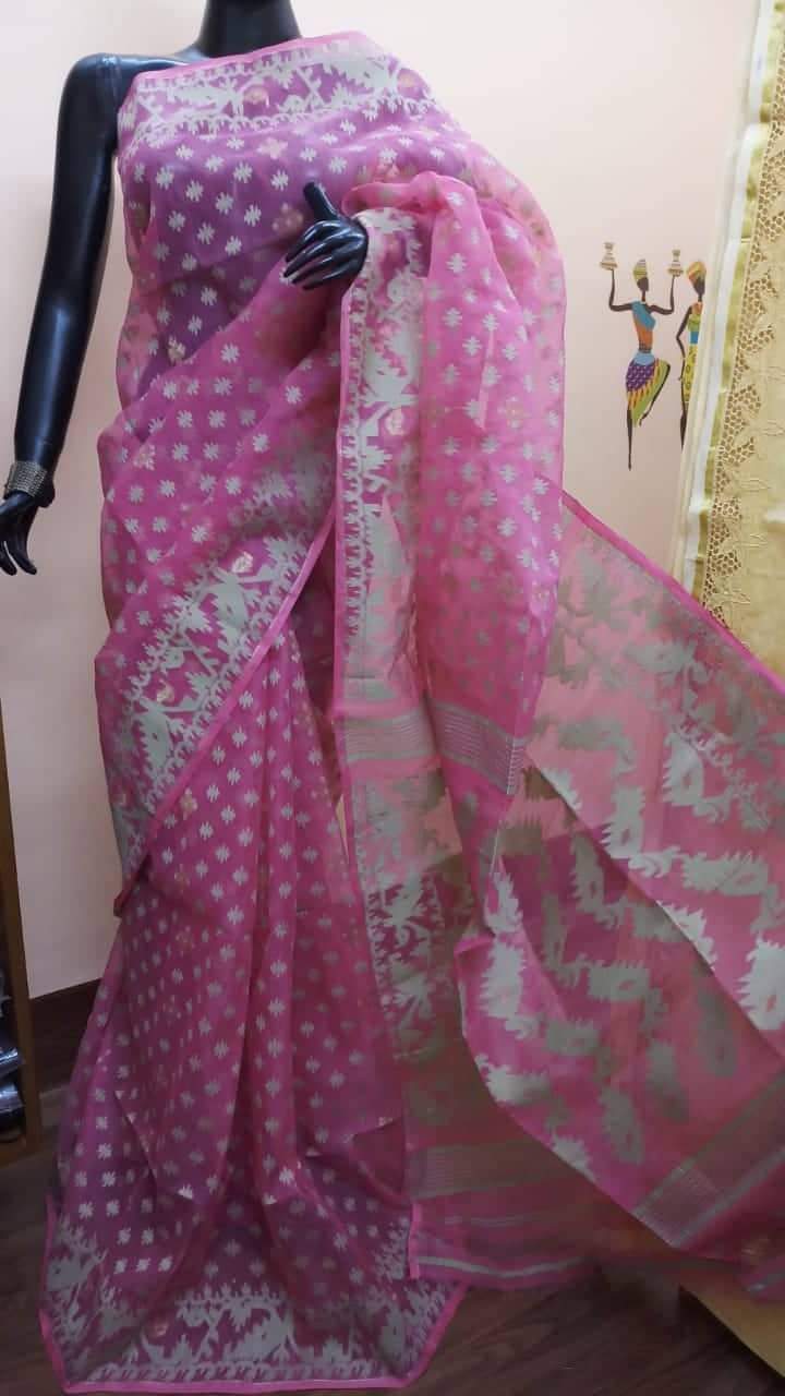 Violet Designer Dhakai Jamdani Sarees - Dailybuyys