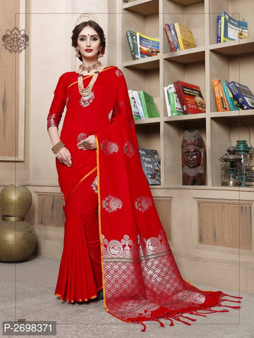 Red Designer Pure Cotton Pure Silk Party Wear Sarees