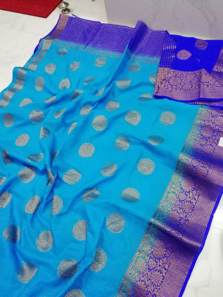 Blue Bangalore Pure Silk Sarees