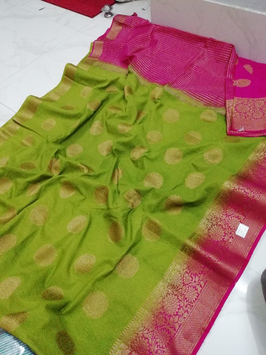 Green Bangalore Pure Silk Sarees - Dailybuyys
