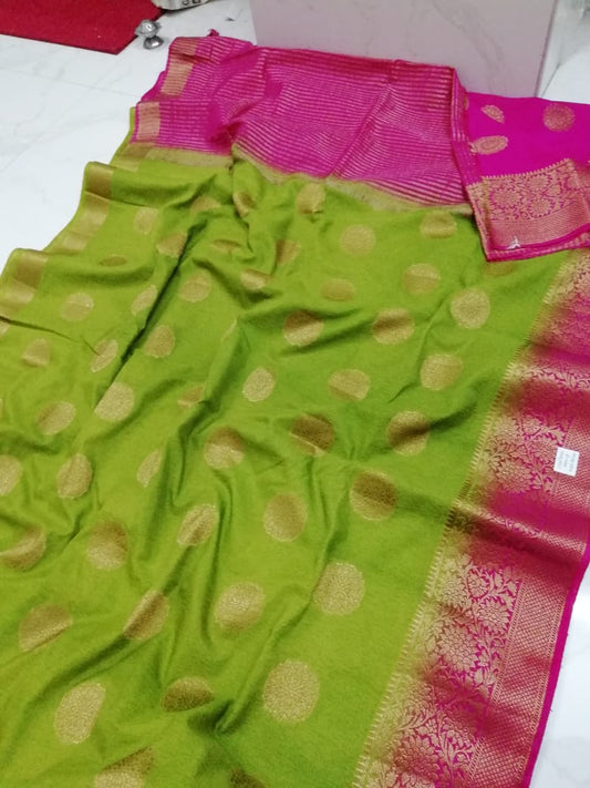 Green Bangalore Pure Silk Sarees - Dailybuyys