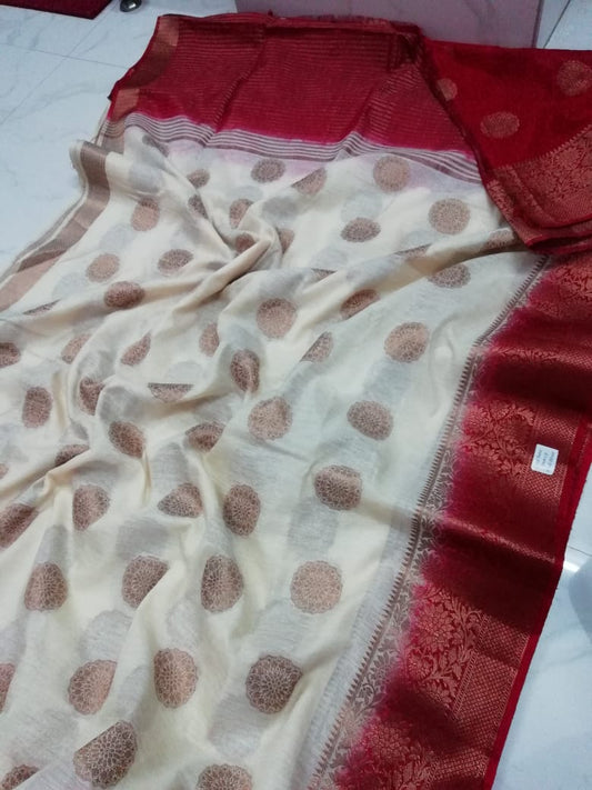 White Bangalore Pure Silk Sarees - Dailybuyys