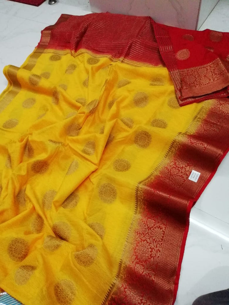 Yellow Bangalore Pure Silk Sarees