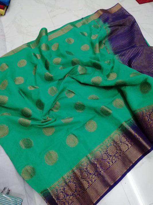 Green Bangalore Pure Silk Sarees - Dailybuyys