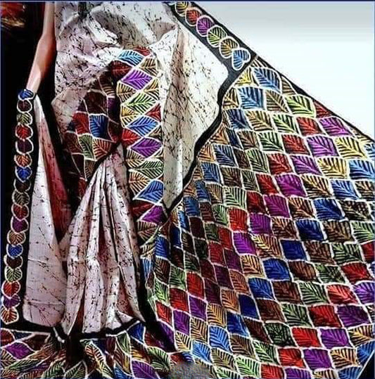 Beige Pure Silk Mark Certified Murshidabad Silk Sarees - Dailybuyys