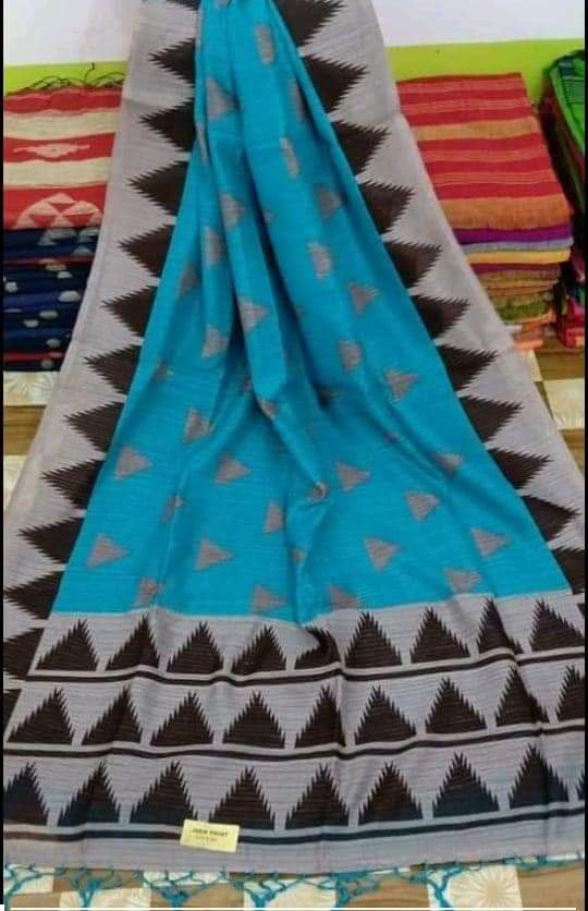 Blue Pure Cotton Silk Khesh Sarees Get Extra 10% Discount on All Prepaid Transaction