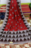 Red Pure Cotton Silk Khesh Sarees Get Extra 10% Discount on All Prepaid Transaction
