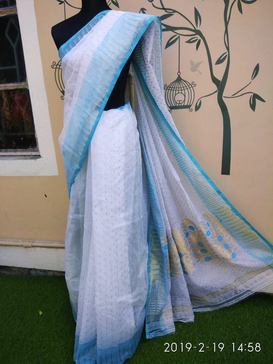 White Jamdani Sarees - Dailybuyys