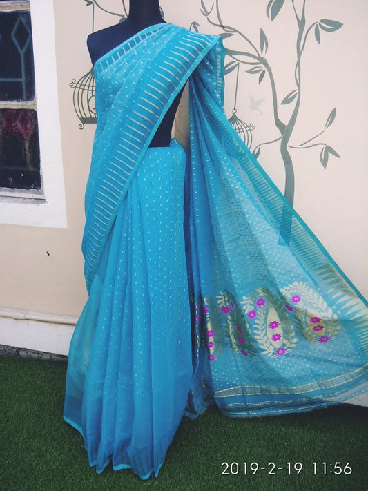 Blue Jamdani Sarees - Dailybuyys
