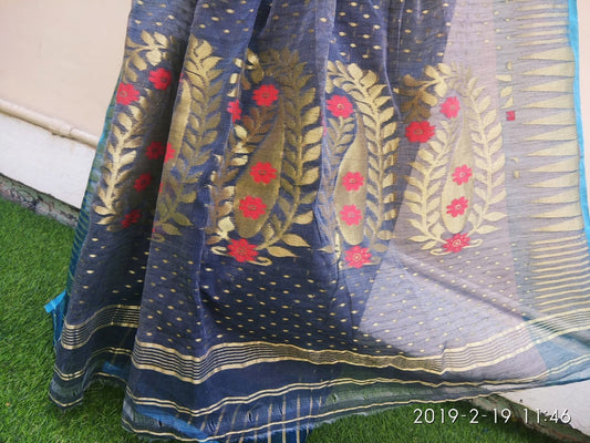 Blue Jamdani Sarees - Dailybuyys