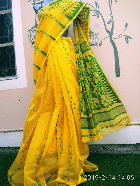 Yellow Jamdani Sarees