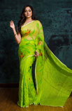 Green Matka Silk Mark Certified Muslin Jamdani Sarees Get Extra 10% Discount on All Prepaid Transaction