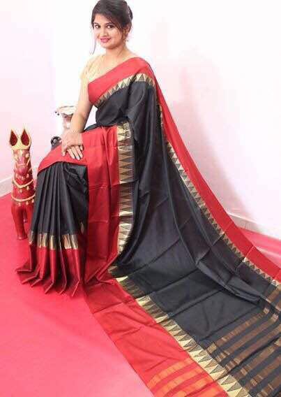 Black Red Beautiful Pure Silk Sarees - Dailybuyys