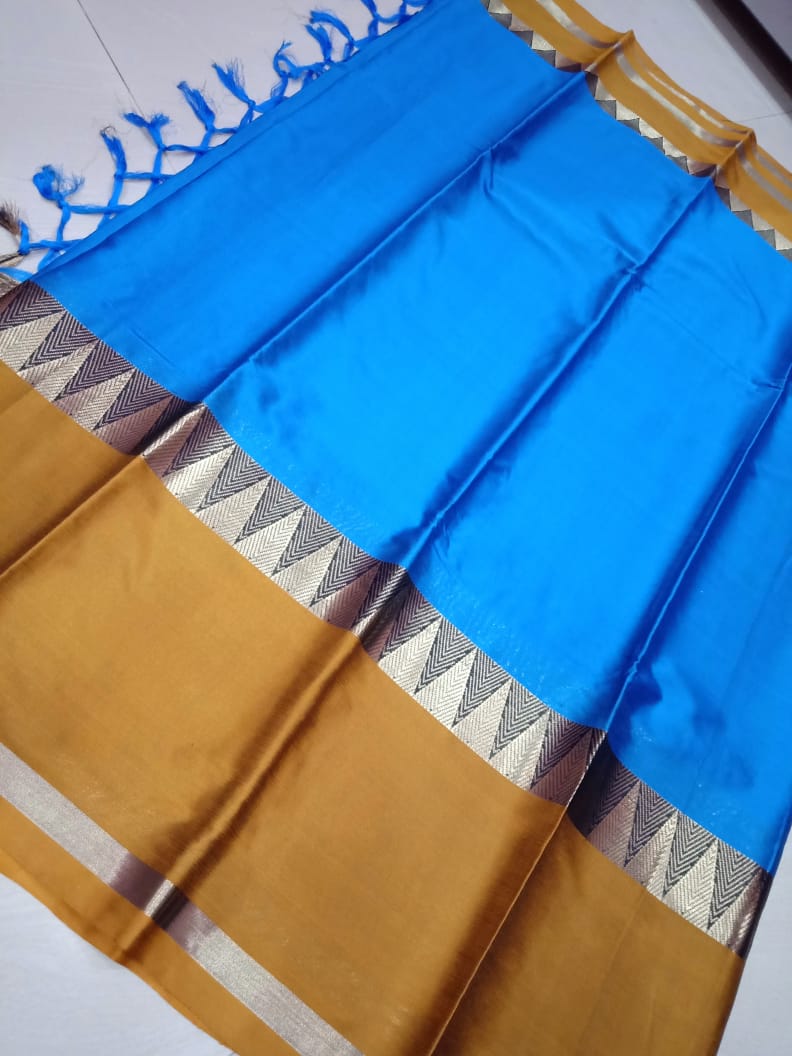 Blue Beautiful Pure Silk Sarees - Dailybuyys