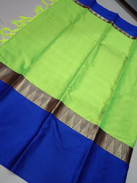 Green Blue Beautiful Pure Silk Sarees - Dailybuyys