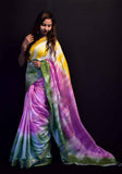 Purple Yellow Pure Cotton Handloom Sarees Get Extra 10% Discount on All Prepaid Transaction