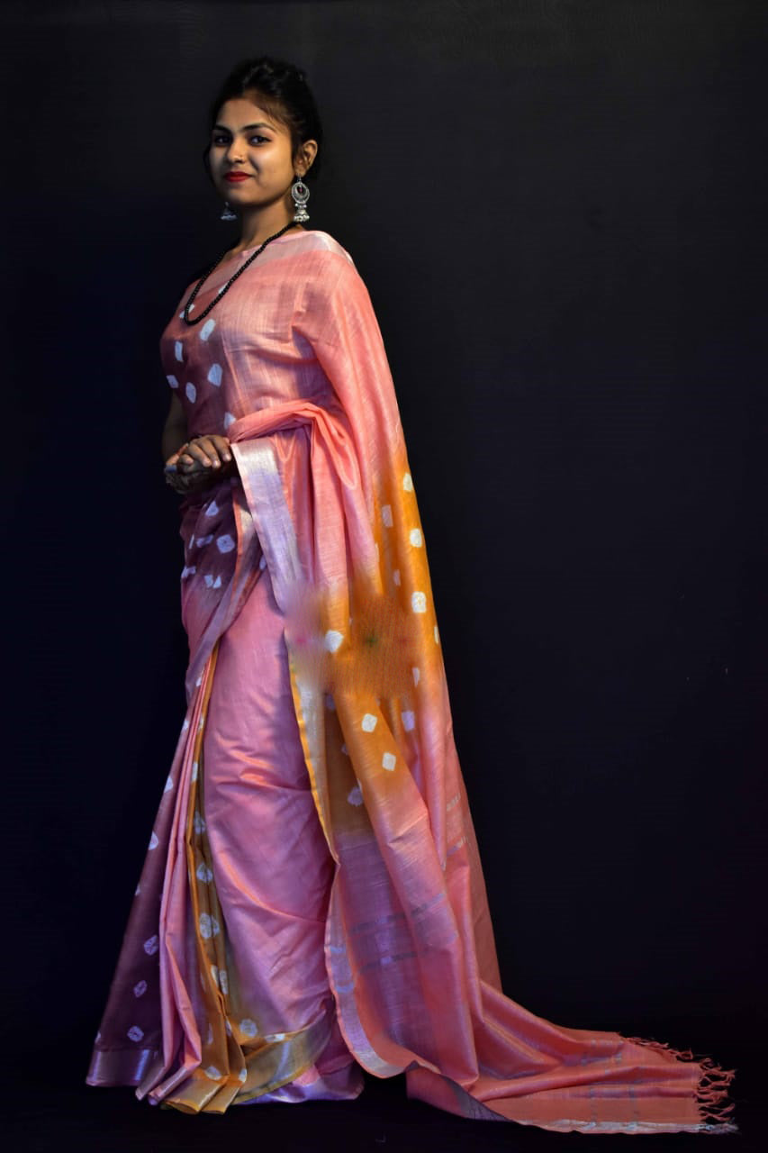 Pink Pure Cotton Handloom Sarees - Dailybuyys