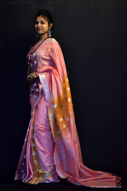 Pink Pure Cotton Handloom Sarees - Dailybuyys