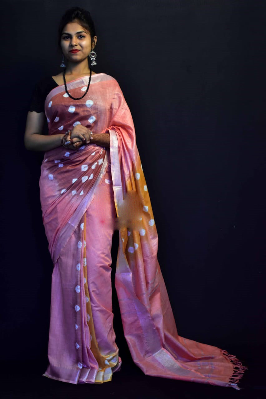 Pink Pure Cotton Handloom Sarees - Dailybuyys