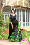 Black Green Beautiful Silk Pure Linen Sarees